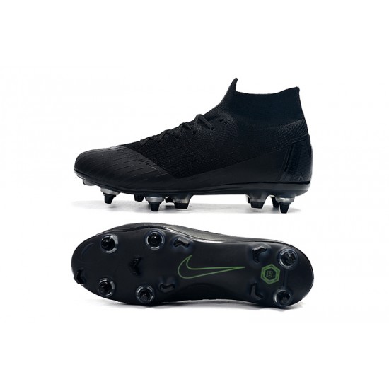 Nike Mercurial Superfly VI Elite SG AC All Black Green Soccer Cleats