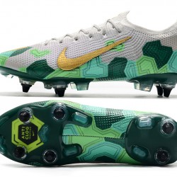 Nike Mercurial Vapor 13 Elite SG Low Grey Gold Green Soccer Cleats