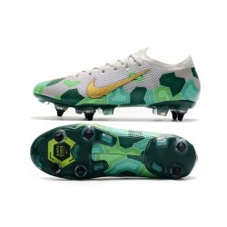 Nike Mercurial Vapor 13 Elite SG Low Grey Gold Green Soccer Cleats