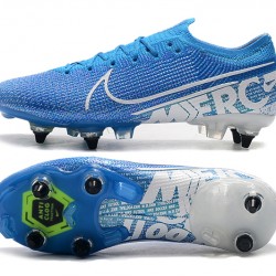 Nike Mercurial Vapor 13 Elite SG-PRO AC Low White Blue Soccer Cleats