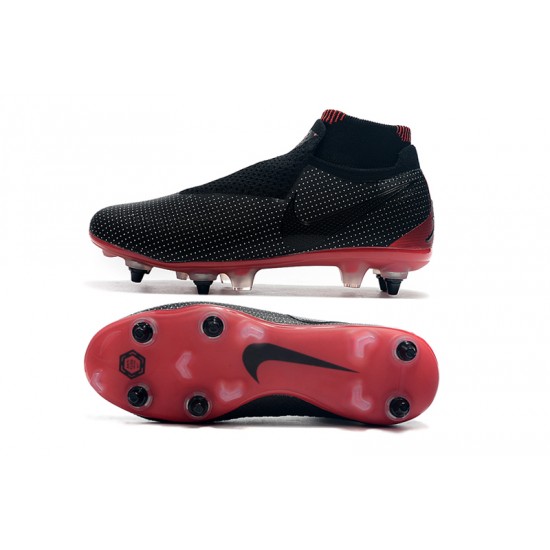 Nike Phantom Vision Elite DF SG Black Win Red Grey Soccer Cleats