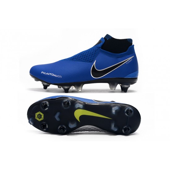 Nike Phantom Vision Elite DF SG Deep Blue Black Silver Soccer Cleats