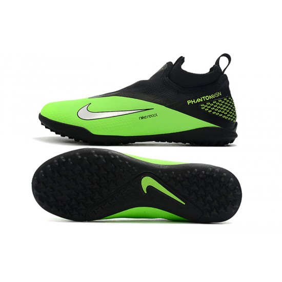 Nike React Phantom Vision 2 Pro Dynamic Fit TF Black Silver Green Soccer Cleats