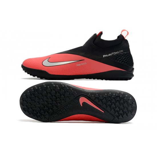 Nike React Phantom Vision 2 Pro Dynamic Fit TF Red Black Silver Soccer Cleats