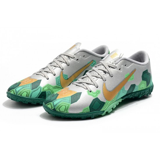 Order To Buy Nike Mercurial Vapor 13 Academy TF Green Silver Gold Soccer Cleats Sale