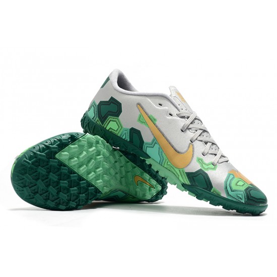 Order To Buy Nike Mercurial Vapor 13 Academy TF Green Silver Gold Soccer Cleats Sale