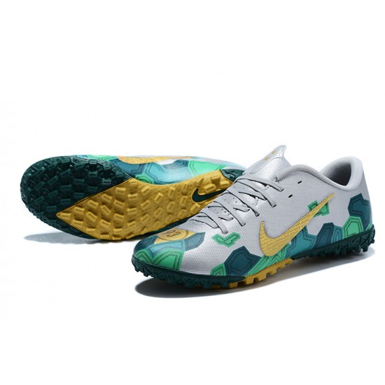 Sell Like Wild Fire Nike Mercurial Vapor 13 Academy TF Silver Green Yellow Soccer Cleats Online Shop