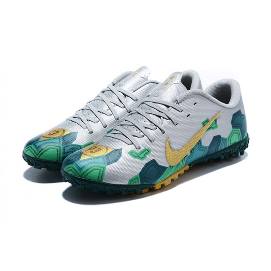 Sell Like Wild Fire Nike Mercurial Vapor 13 Academy TF Silver Green Yellow Soccer Cleats Online Shop