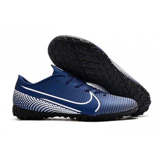 Nike Mercurial Vapor 13 Academy TF White Deep Blue Soccer Cleats