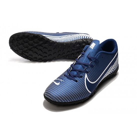 Nike Mercurial Vapor 13 Academy TF White Deep Blue Soccer Cleats - Nike ...