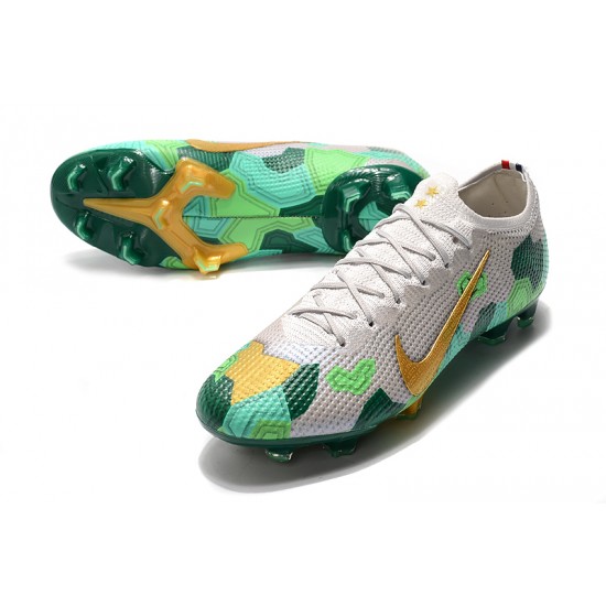 Nike Mercurial Vapor 13 Elite FG Beige Gold Green Soccer Cleats