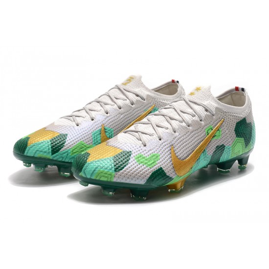 Nike Mercurial Vapor 13 Elite FG Beige Gold Green Soccer Cleats