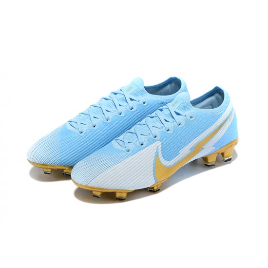 High Quality Nike Mercurial Vapor 13 Elite FG Ltblue Gold Silver Soccer Cleats Shop
