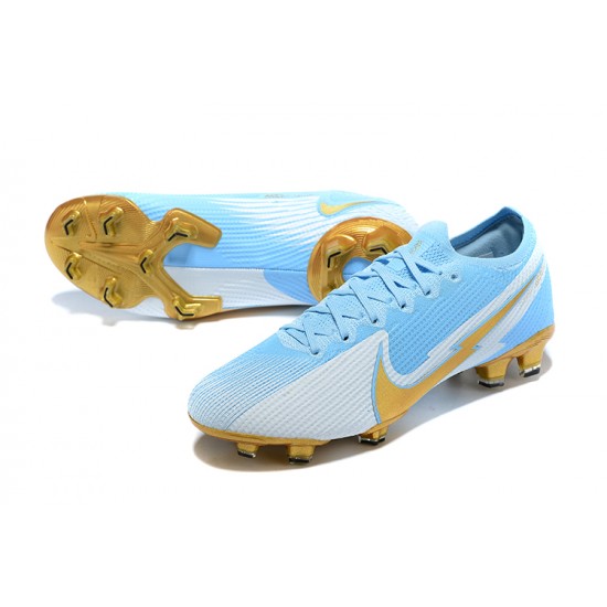 High Quality Nike Mercurial Vapor 13 Elite FG Ltblue Gold Silver Soccer Cleats Shop