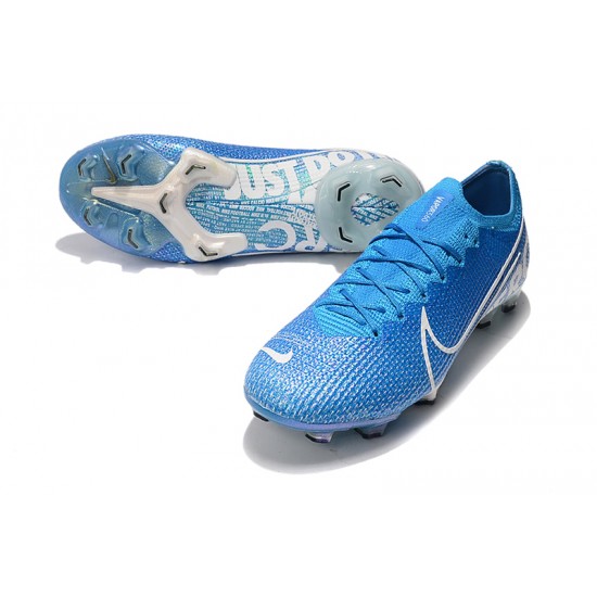 Nike Mercurial Vapor 13 Elite FG White Blue Soccer Cleats