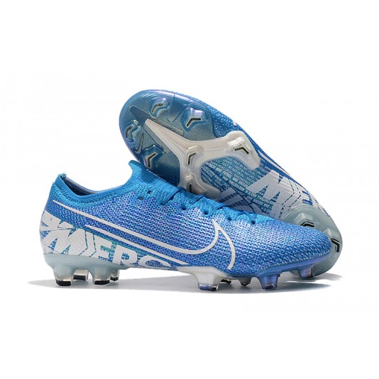 Nike Mercurial Vapor 13 Elite FG White Blue Soccer Cleats