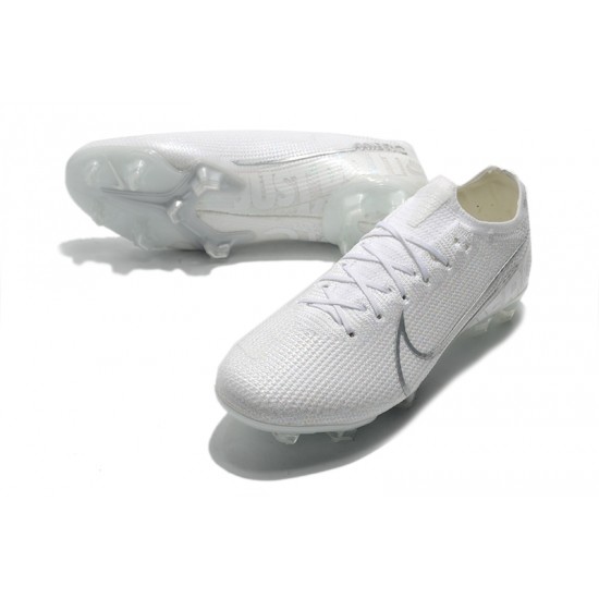 Nike Mercurial Vapor 13 Elite FG White Silver Soccer Cleats