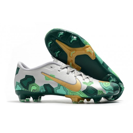 Shop Now Nike Mercurial Vapor XIII PRO FG Silver Green Yellow Soccer Cleats Online