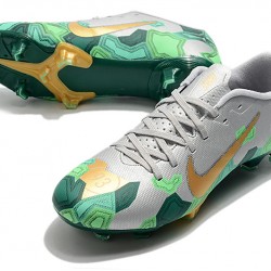 Nike Mercurial Vapor XIII PRO FG Silver Green Yellow Soccer Cleats