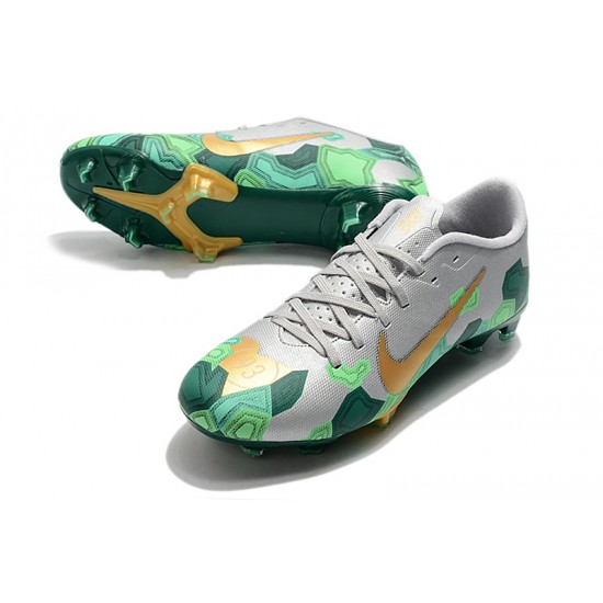 Shop Now Nike Mercurial Vapor XIII PRO FG Silver Green Yellow Soccer Cleats Online