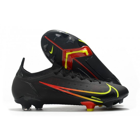 Nike Vapor 14 Elite FG Low Mens Womens Black Yellow Red Soccer Cleats