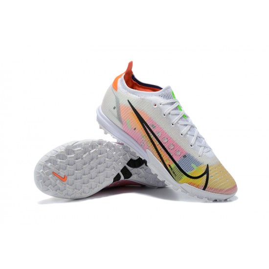 Nike Vapor 14 Elite TF Low Mens White Yellow Black Soccer Cleats