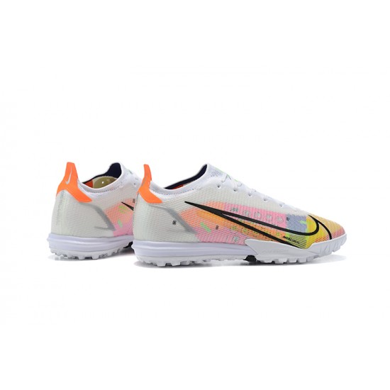 Nike Vapor 14 Elite TF Low Mens White Yellow Black Soccer Cleats