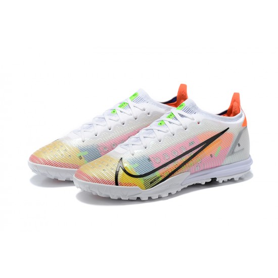 Nike Vapor 14 Elite TF Low Mens White Yellow Black Soccer Cleats