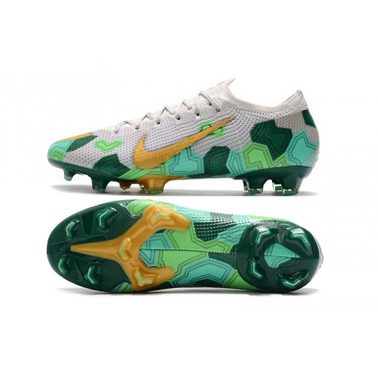 Nike Mercurial Vapor 13 Elite FG Beige Gold Green Soccer Cleats