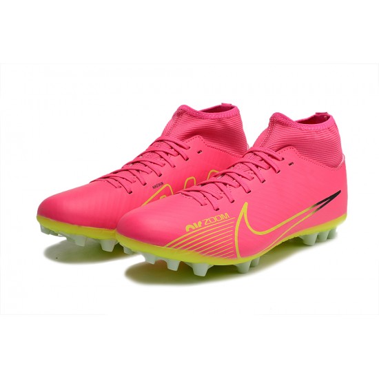 Nike Air Zoom Mercurial Superfly IX Academy AG High-top Green Pink Women And Men Soccer Cleats 