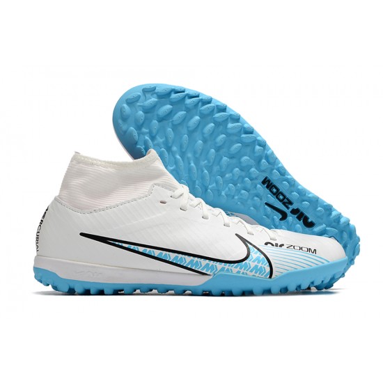 Nike Air Zoom Mercurial Superfly IX Academy TF High-top Blue White Women And Men Soccer Cleats