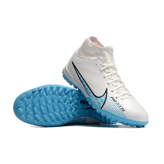 Nike Air Zoom Mercurial Superfly IX Academy TF High-top Blue White Women And Men Soccer Cleats