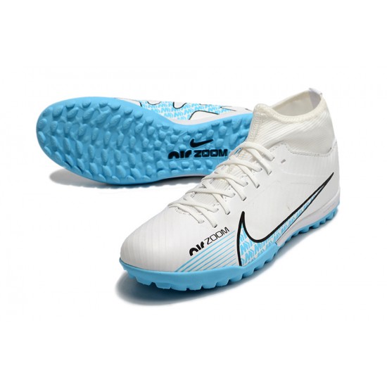 Nike Air Zoom Mercurial Superfly IX Academy TF High-top Blue White Women And Men Soccer Cleats 