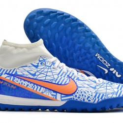 Nike Air Zoom Mercurial Superfly IX Academy TF High-top White Blue Women And Men Soccer Cleats 