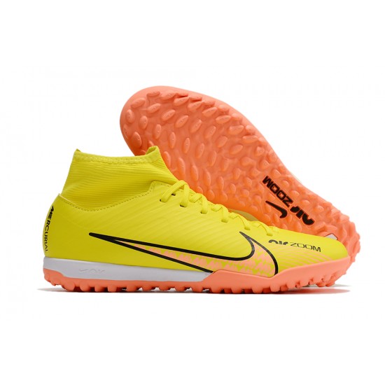 Nike Air Zoom Mercurial Superfly IX Academy TF High-top Yellow Women And Men Soccer Cleats