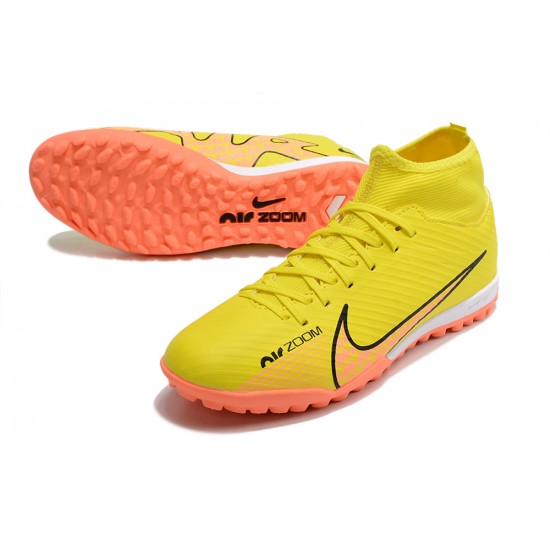 Nike Air Zoom Mercurial Superfly IX Academy TF High-top Yellow Women And Men Soccer Cleats 