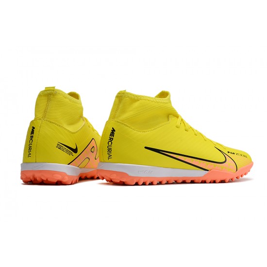 Nike Air Zoom Mercurial Superfly IX Academy TF High-top Yellow Women And Men Soccer Cleats 