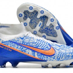 Nike Air Zoom Mercurial Superfly IX Elite AG High-top Blue White Women And Men Soccer Cleats 