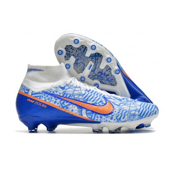 Nike Air Zoom Mercurial Superfly IX Elite AG High-top Blue White Women And Men Soccer Cleats