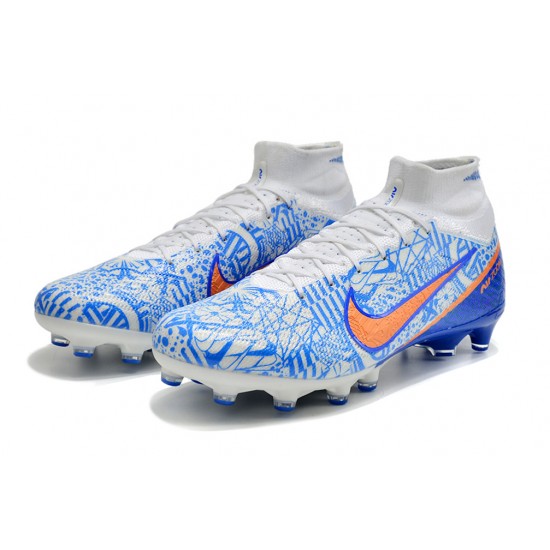 Nike Air Zoom Mercurial Superfly IX Elite AG High-top Blue White Women And Men Soccer Cleats 