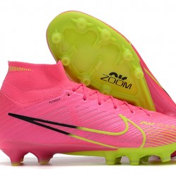 Nike Air Zoom Mercurial Superfly IX Elite AG High-top Green Pink Women And Men Soccer Cleats 