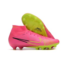 Nike Air Zoom Mercurial Superfly IX Elite AG High-top Green Pink Women And Men Soccer Cleats 
