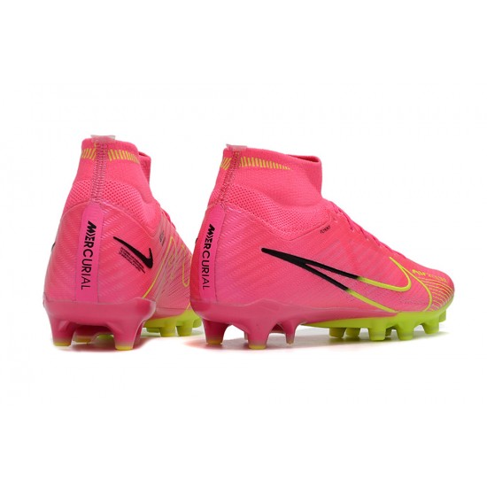 Nike Air Zoom Mercurial Superfly IX Elite AG High-top Green Pink Women And Men Soccer Cleats