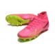 Nike Air Zoom Mercurial Superfly IX Elite AG High-top Green Pink Women And Men Soccer Cleats 