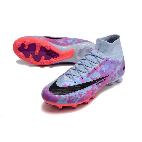 Nike Air Zoom Mercurial Superfly IX Elite AG High-top Purple Grey Women And Men Soccer Cleats 