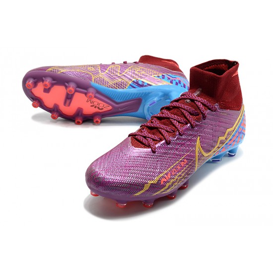 Nike Air Zoom Mercurial Superfly IX Elite AG High-top Purple Women And Men Soccer Cleats 