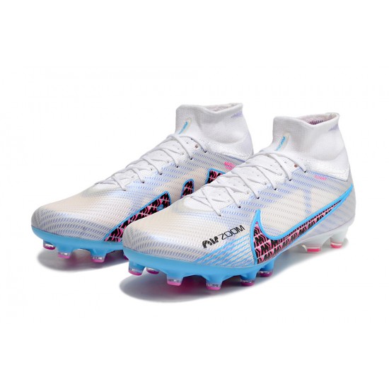 Nike Air Zoom Mercurial Superfly IX Elite AG High-top White Blue Pink Women And Men Soccer Cleats