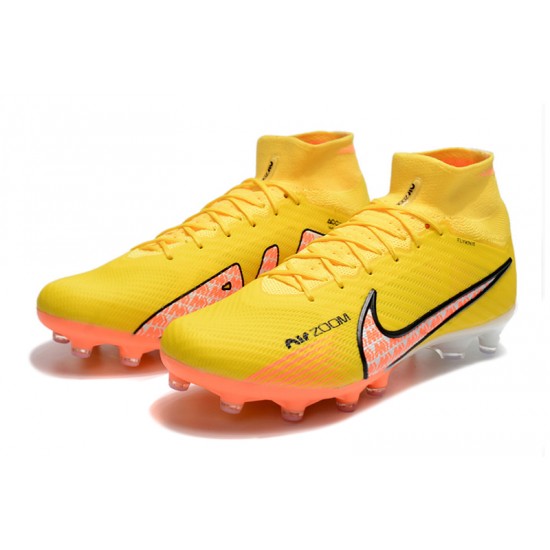 Nike Air Zoom Mercurial Superfly IX Elite AG High-top Yellow Women And Men Soccer Cleats 