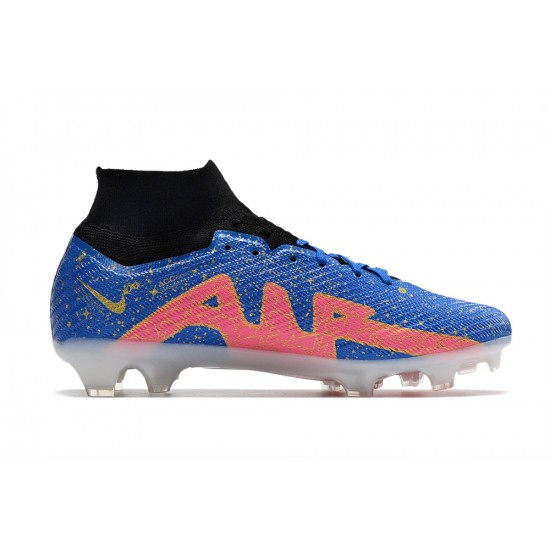 Nike Air Zoom Mercurial Superfly IX Elite FG High-top Black Blue Yellow Women And Men Soccer Cleats