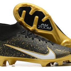 Nike Air Zoom Mercurial Superfly IX Elite FG High-top Black Gold Women And Men Soccer Cleats 